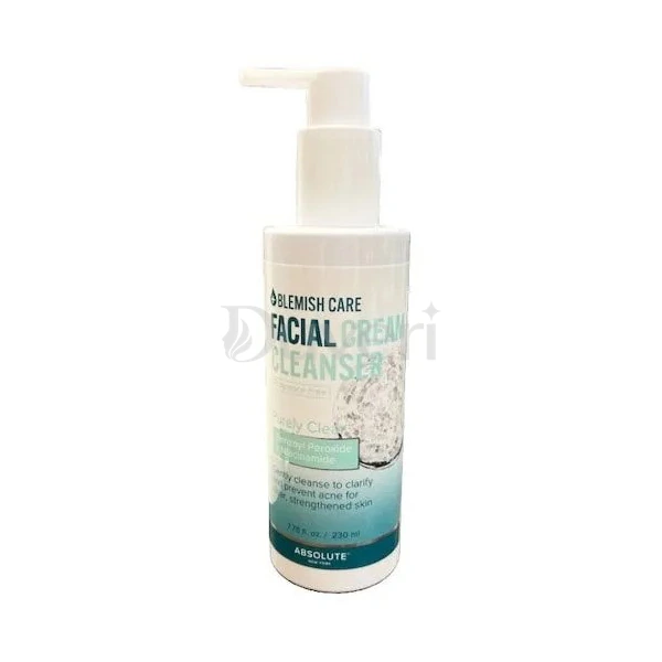 Absolute New York Blemish Care Facial Cream Cleanser – Purely Clean with Benzoyl Peroxide & Niacinamide, 230ml