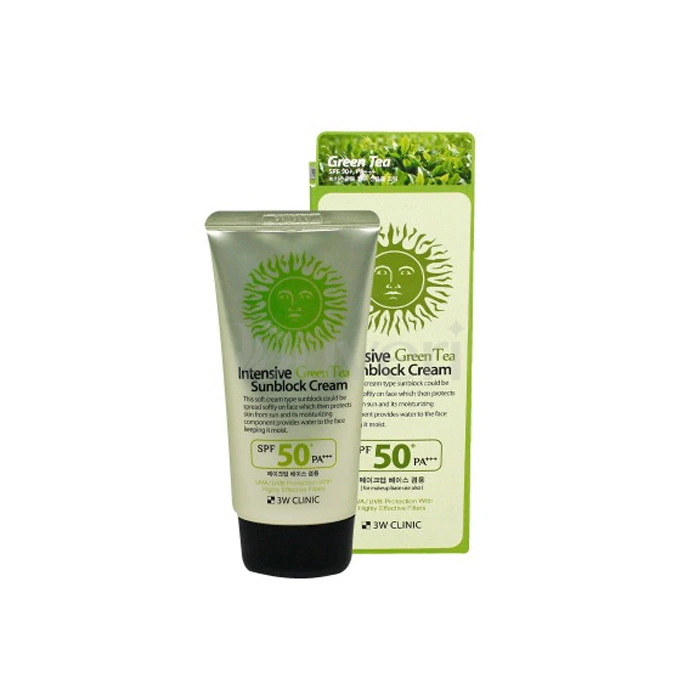3W Clinic Intensive Green Tea Sunblock Cream SPF 50+ PA+++